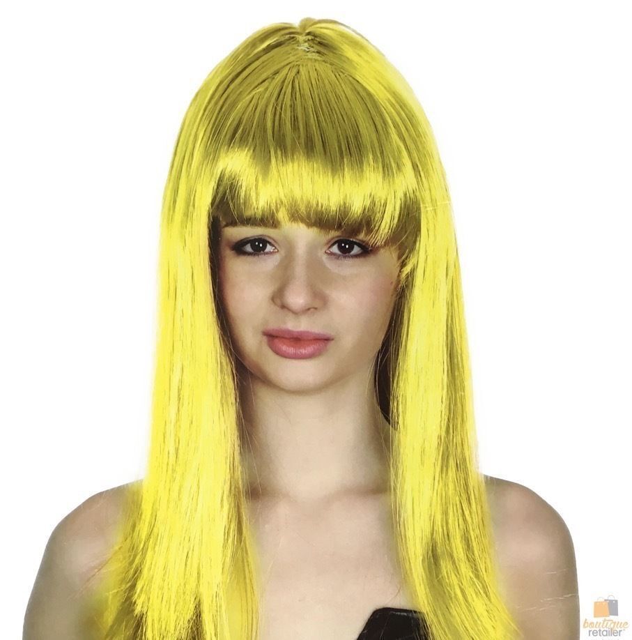 LONG WIG Straight Party Hair Costume Fringe Cosplay Fancy Dress 70cm Womens - Yellow (22461)-0