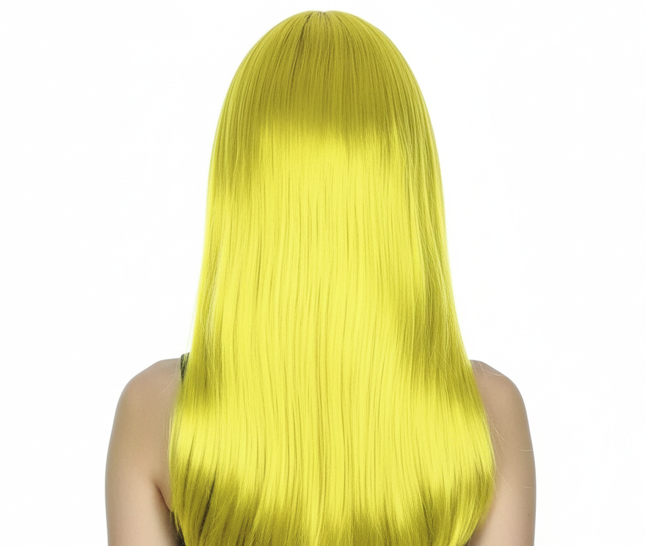 LONG WIG Straight Party Hair Costume Fringe Cosplay Fancy Dress 70cm Womens - Yellow (22461)