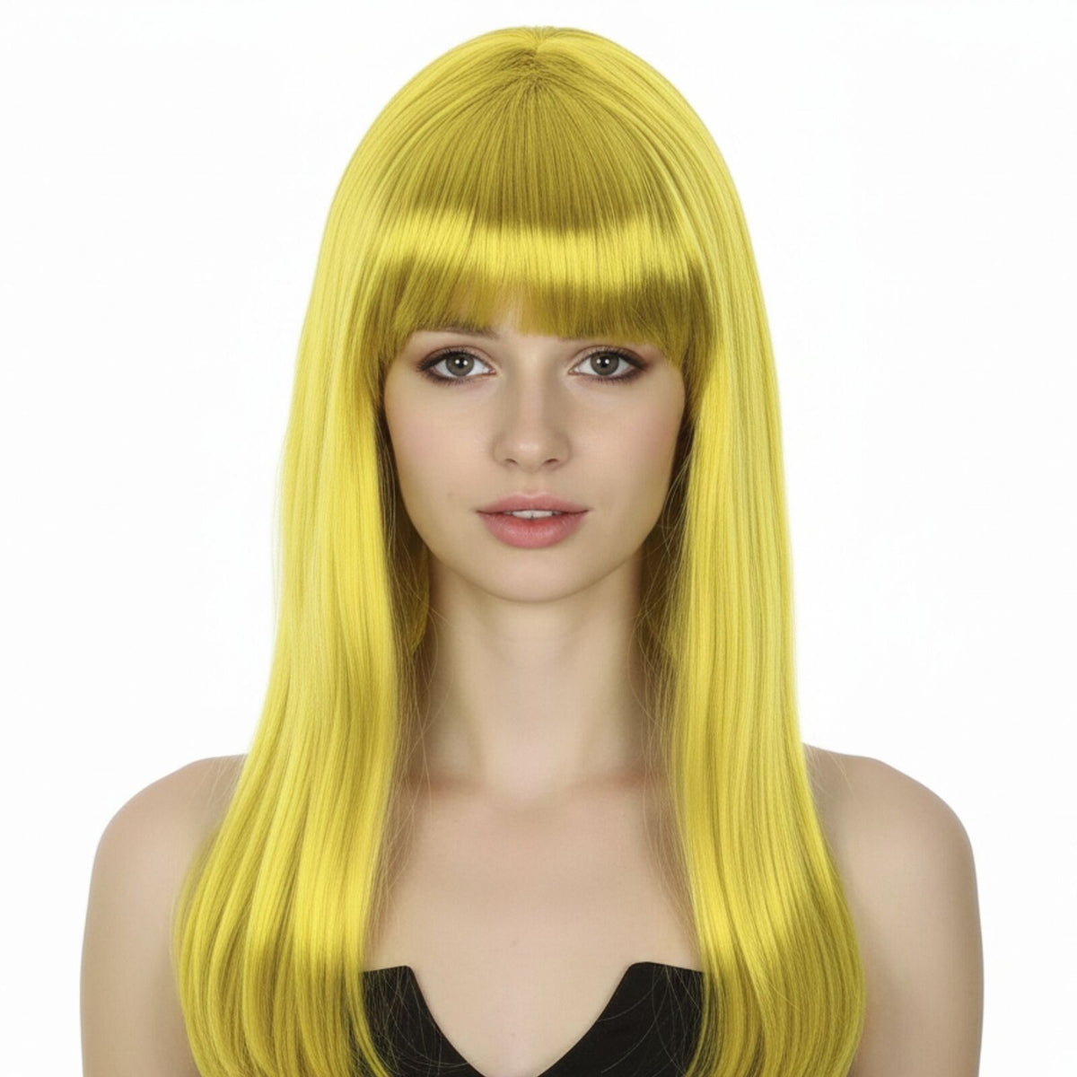 LONG WIG Straight Party Hair Costume Fringe Cosplay Fancy Dress 70cm Womens - Yellow (22461)