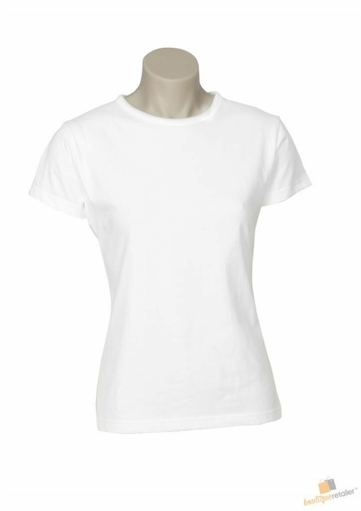 Womens Plain Ladies T SHIRT 100% COTTON Basic Tee Casual Top Size 6-24 T-Shirt - White