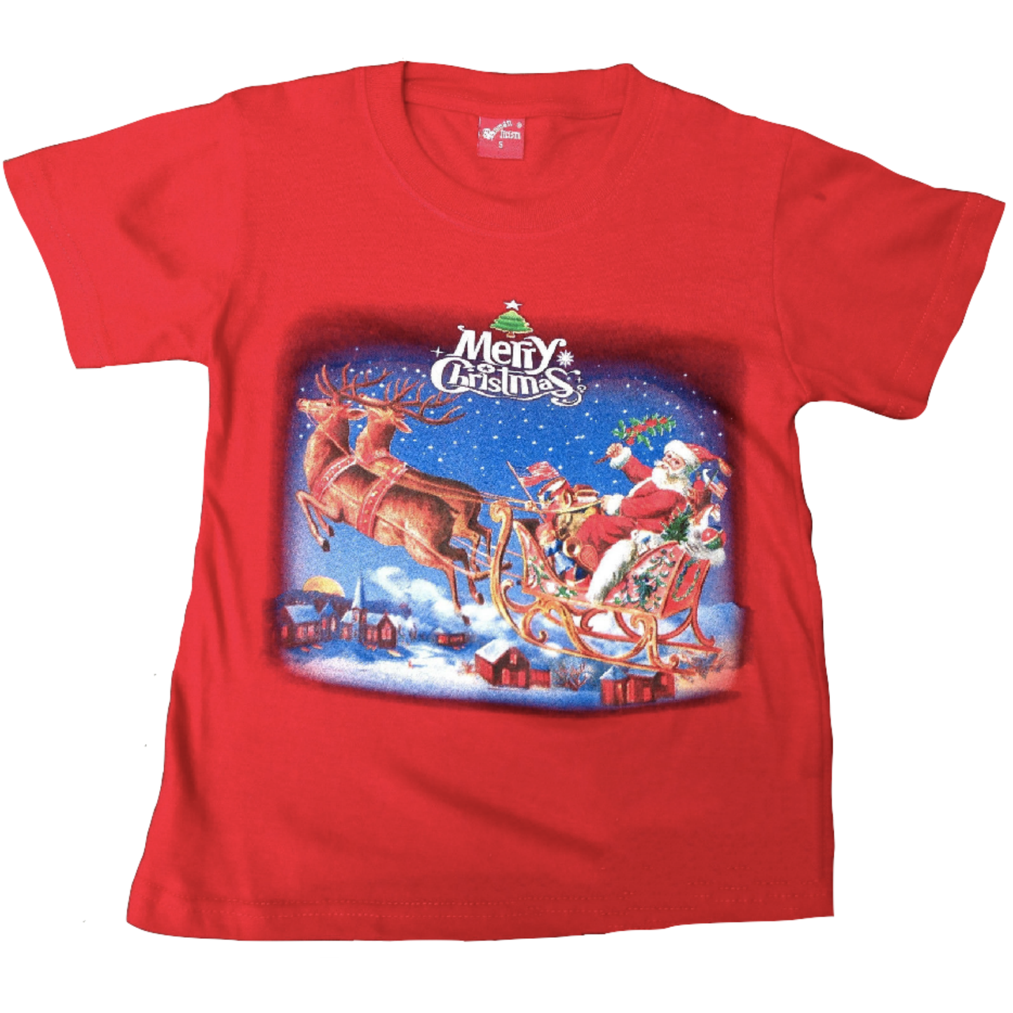 100% Cotton Kids Christmas T Shirt Xmas Top Santa Red White Party Costume-14