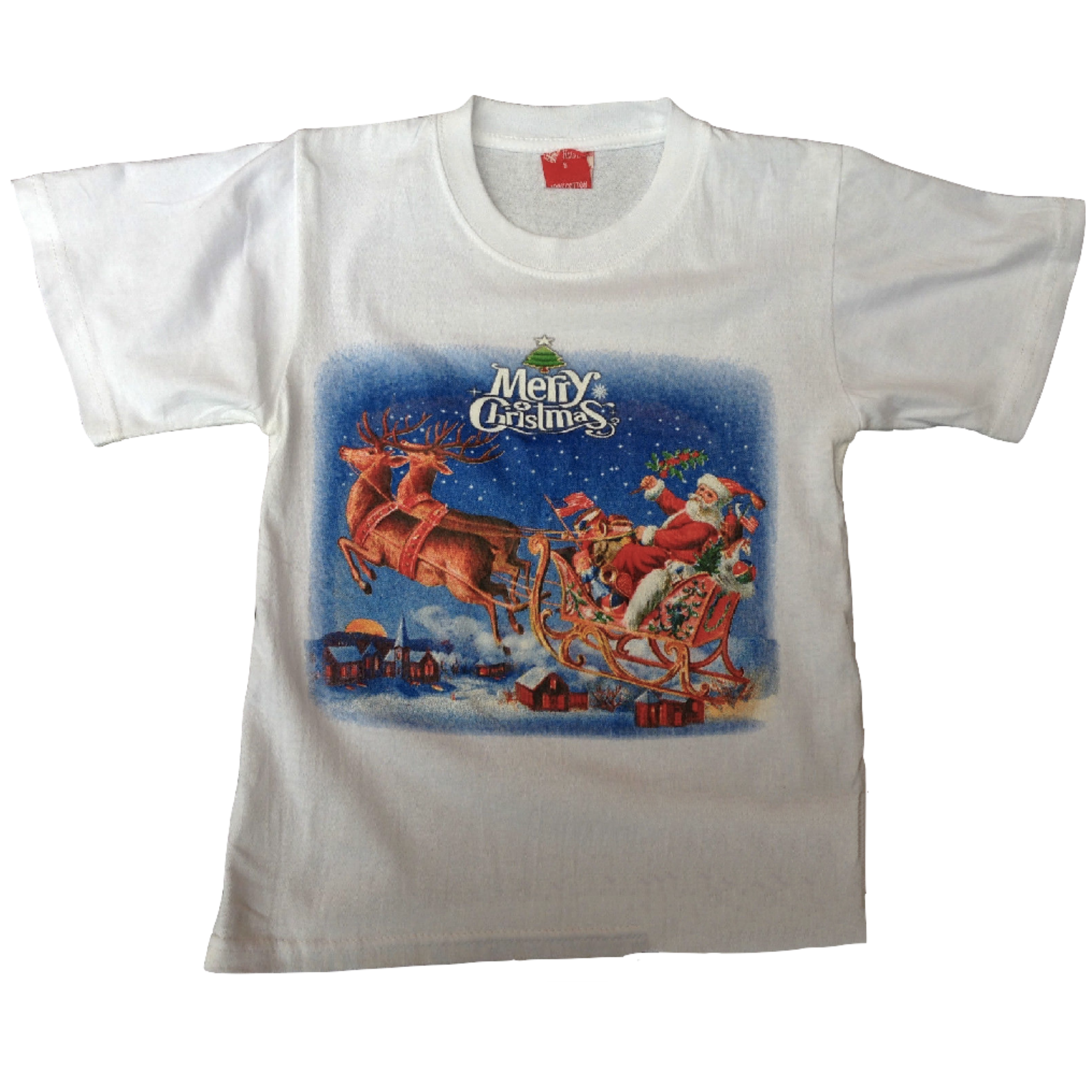 100% Cotton Kids Christmas T Shirt Xmas Top Santa Red White Party Costume-3