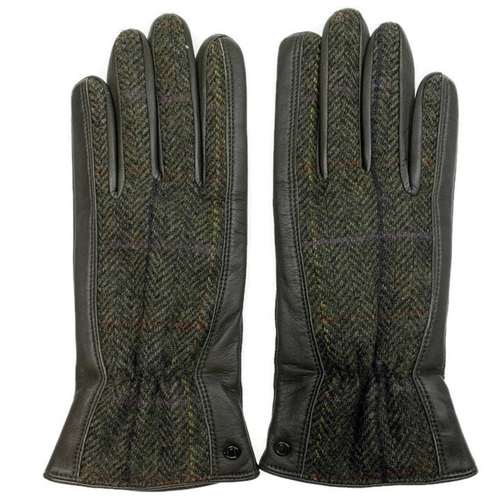 DENTS Womens Tweed Gloves Abraham Moon Herringbone - Fennel/Spruce-4