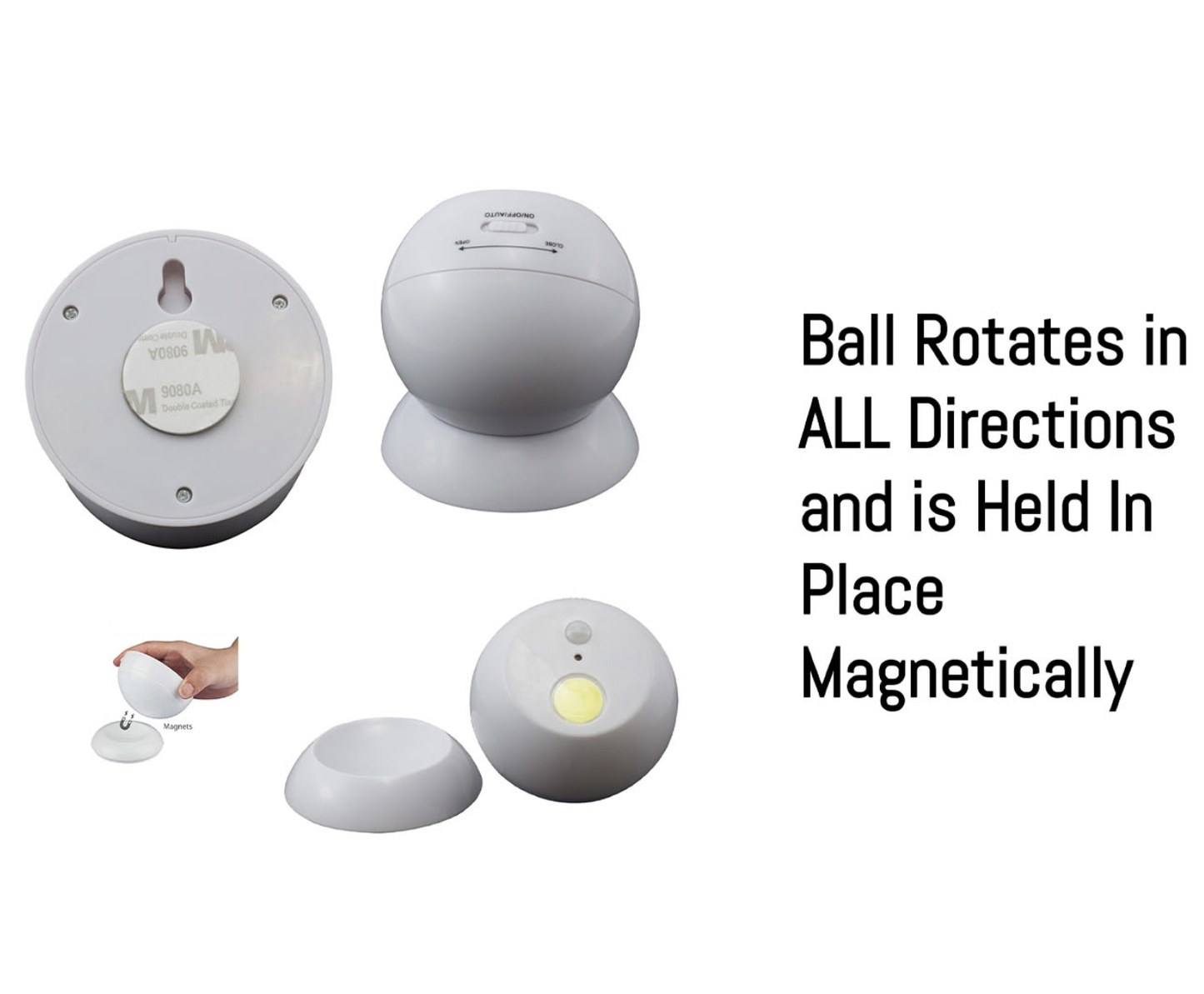 Brillar Motion Activated Swivel Ball Light - White-2