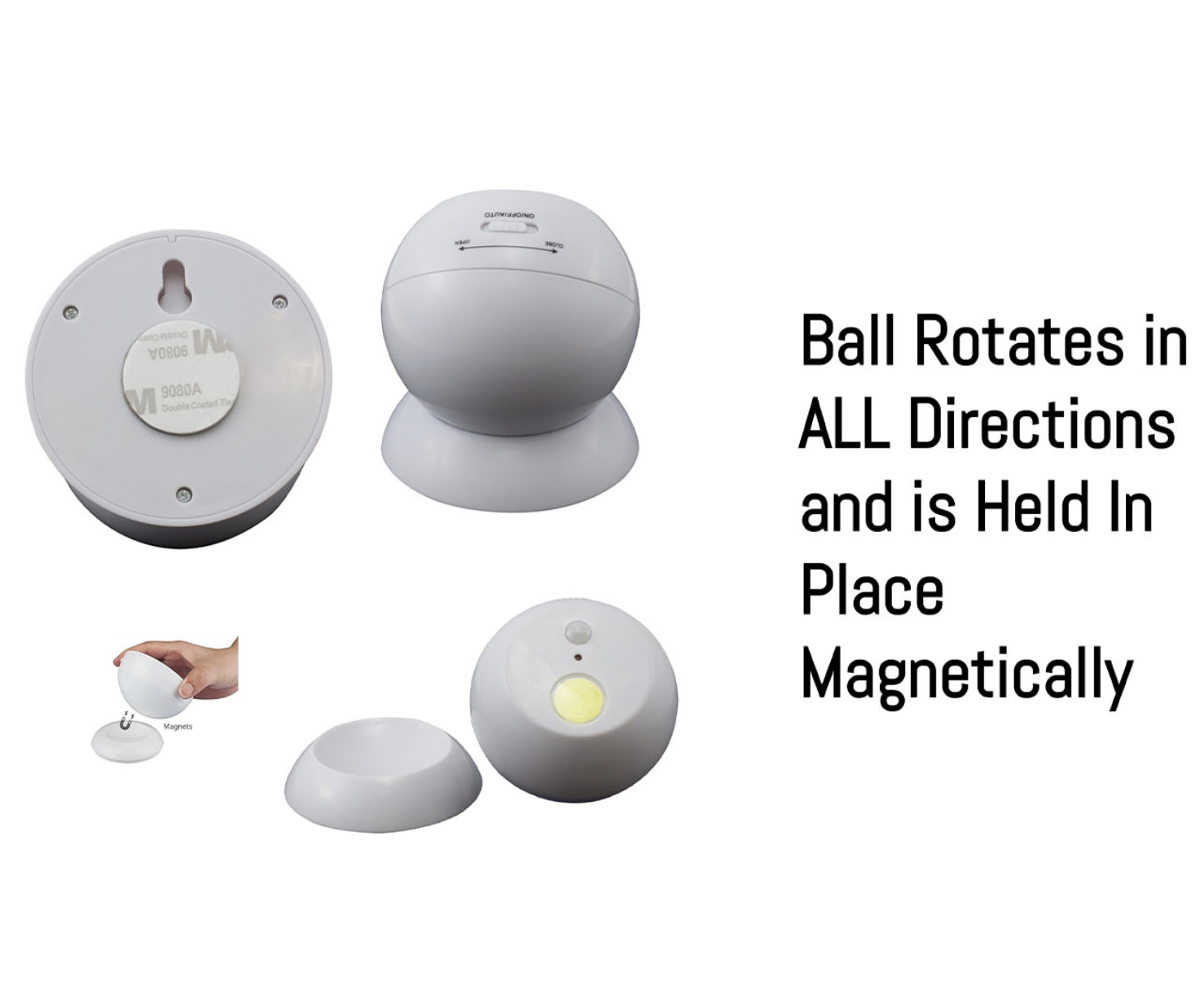 Brillar Motion Activated Swivel Ball Light - White-2
