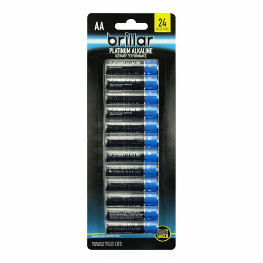 1 Pack of 24 Brillar AA Platinum Alkaline Batteries Long Lasting Power Home-0