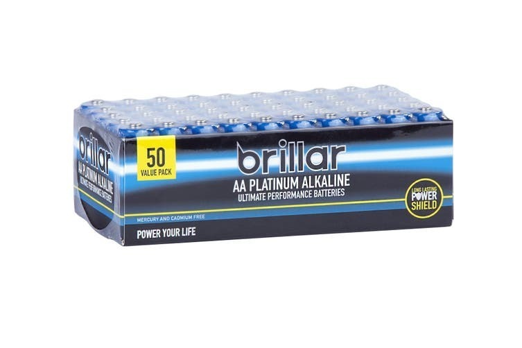 Brillar AA Platinum Alkaline Ultimate Performance Batteries - 50 PCS-0