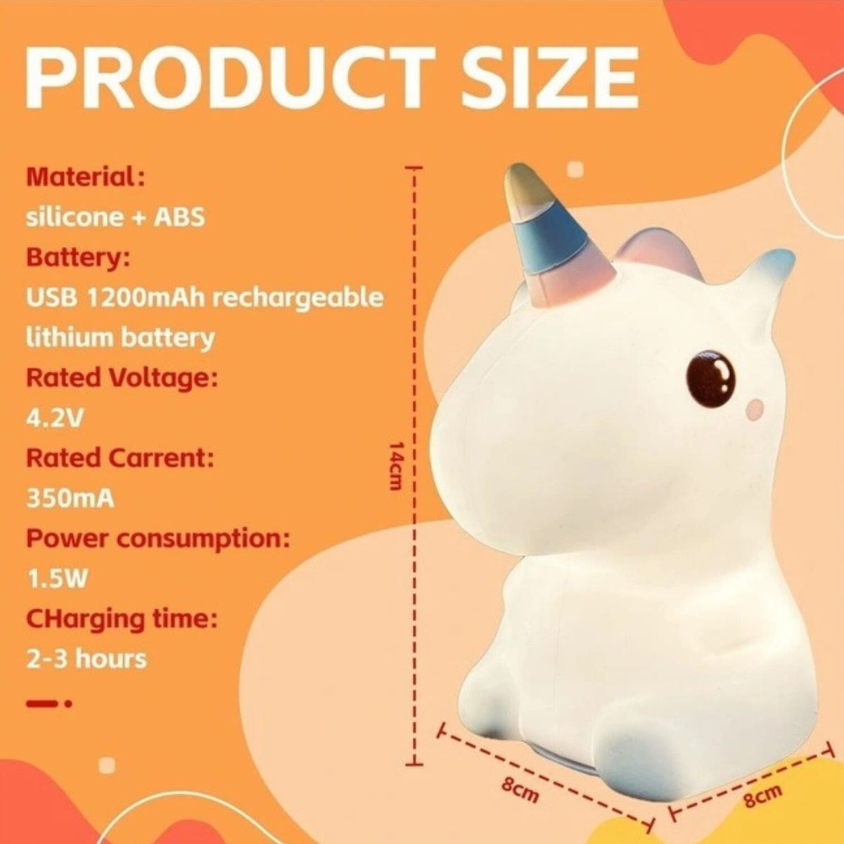 Brillar Cute Squishy Colour Changing Night Light for Kids - Unicorn