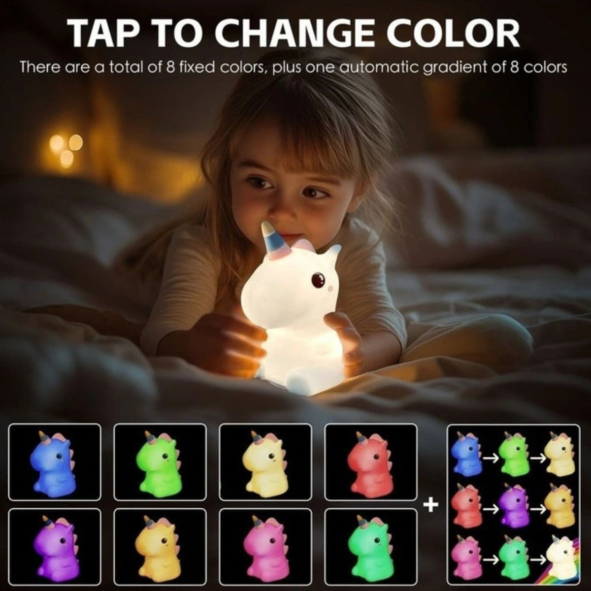Brillar Cute Squishy Colour Changing Night Light for Kids - Unicorn