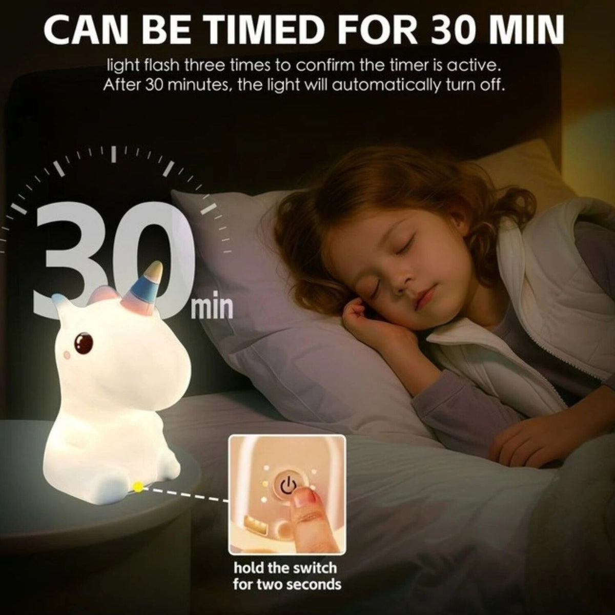 Brillar Cute Squishy Colour Changing Night Light for Kids - Unicorn