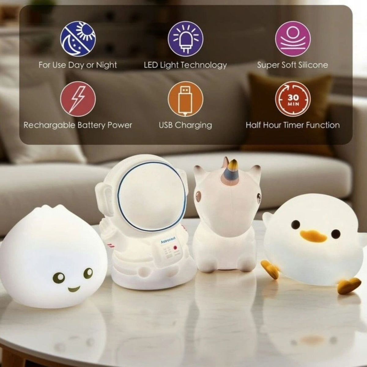 Brillar Cute Squishy Colour Changing Night Light for Kids - Unicorn