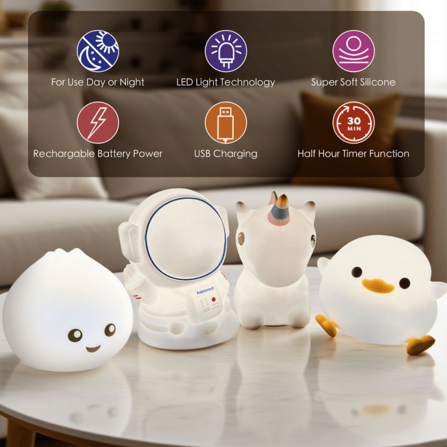 Brillar Cute Squishy Colour Changing Night Light for Kids - Astronaut