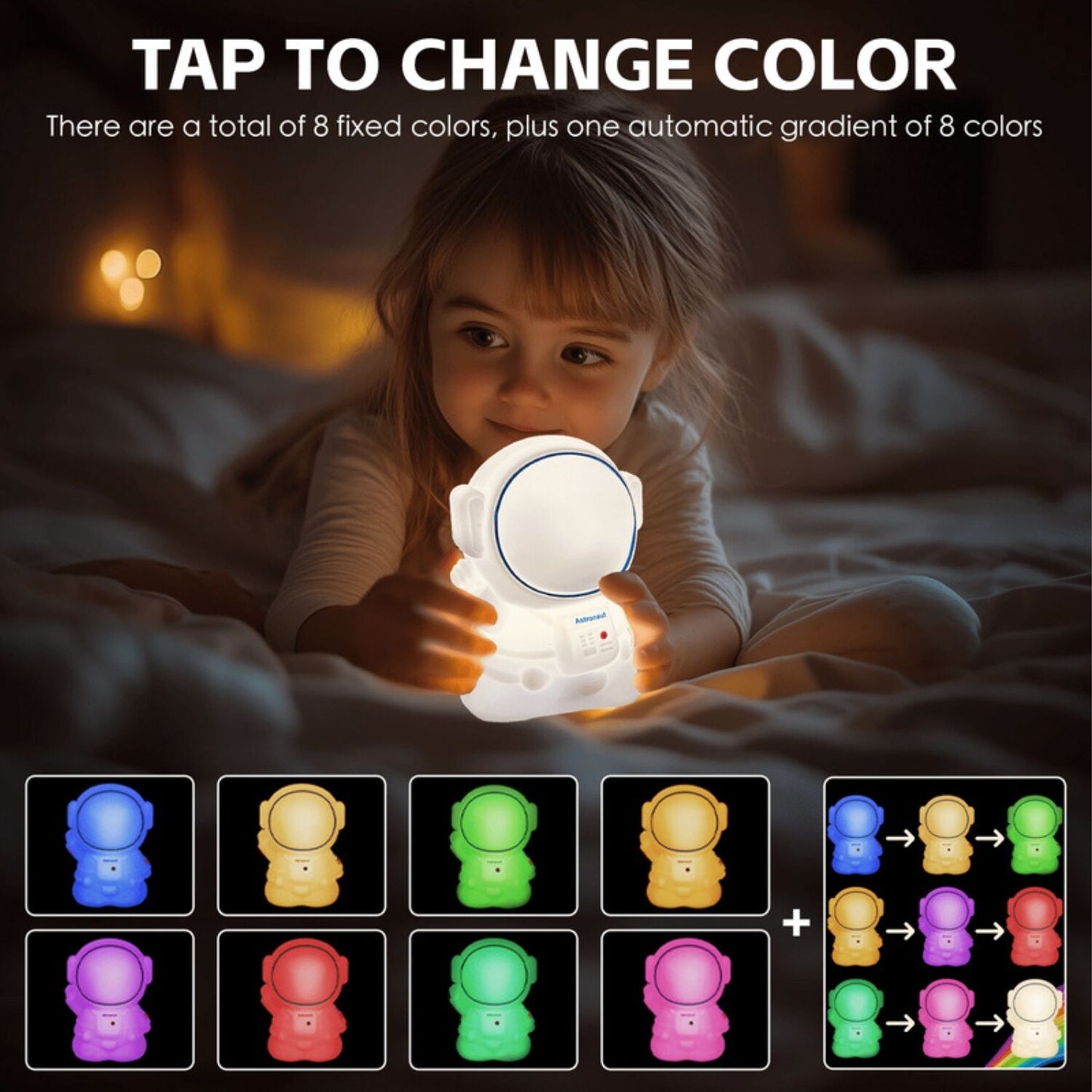 Brillar Cute Squishy Colour Changing Night Light for Kids - Astronaut