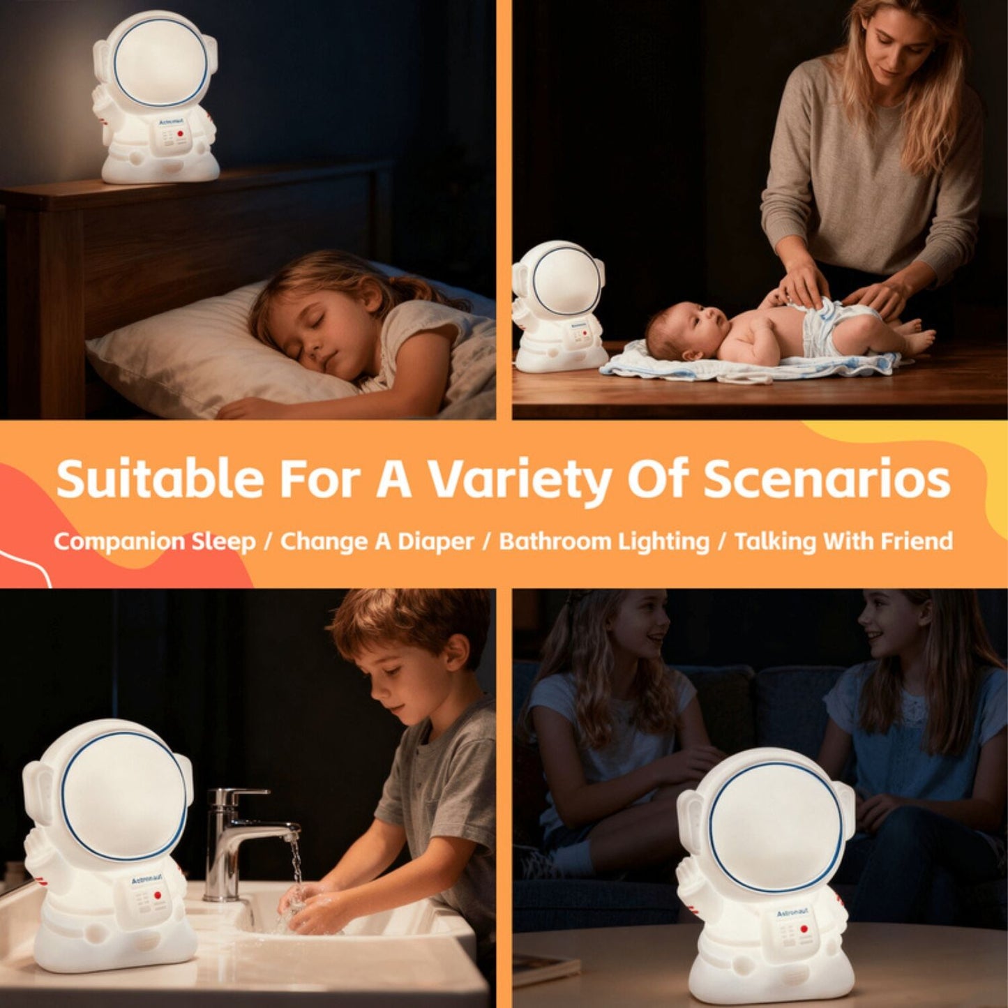 Brillar Cute Squishy Colour Changing Night Light for Kids - Astronaut