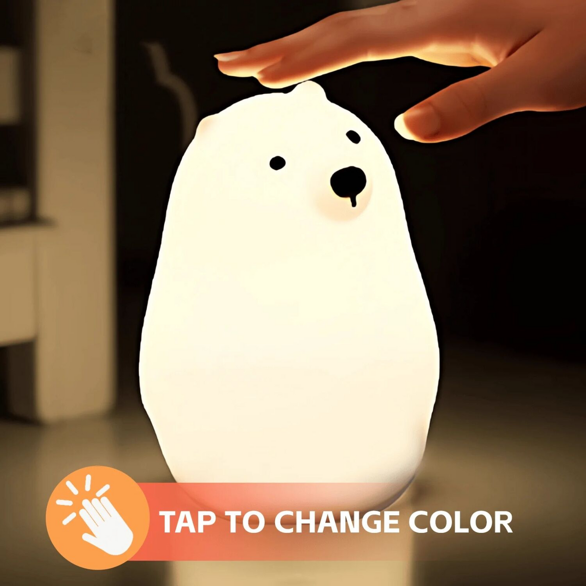 Brillar Cute Squishy Colour Changing Night Light for Kids - Polar Bear