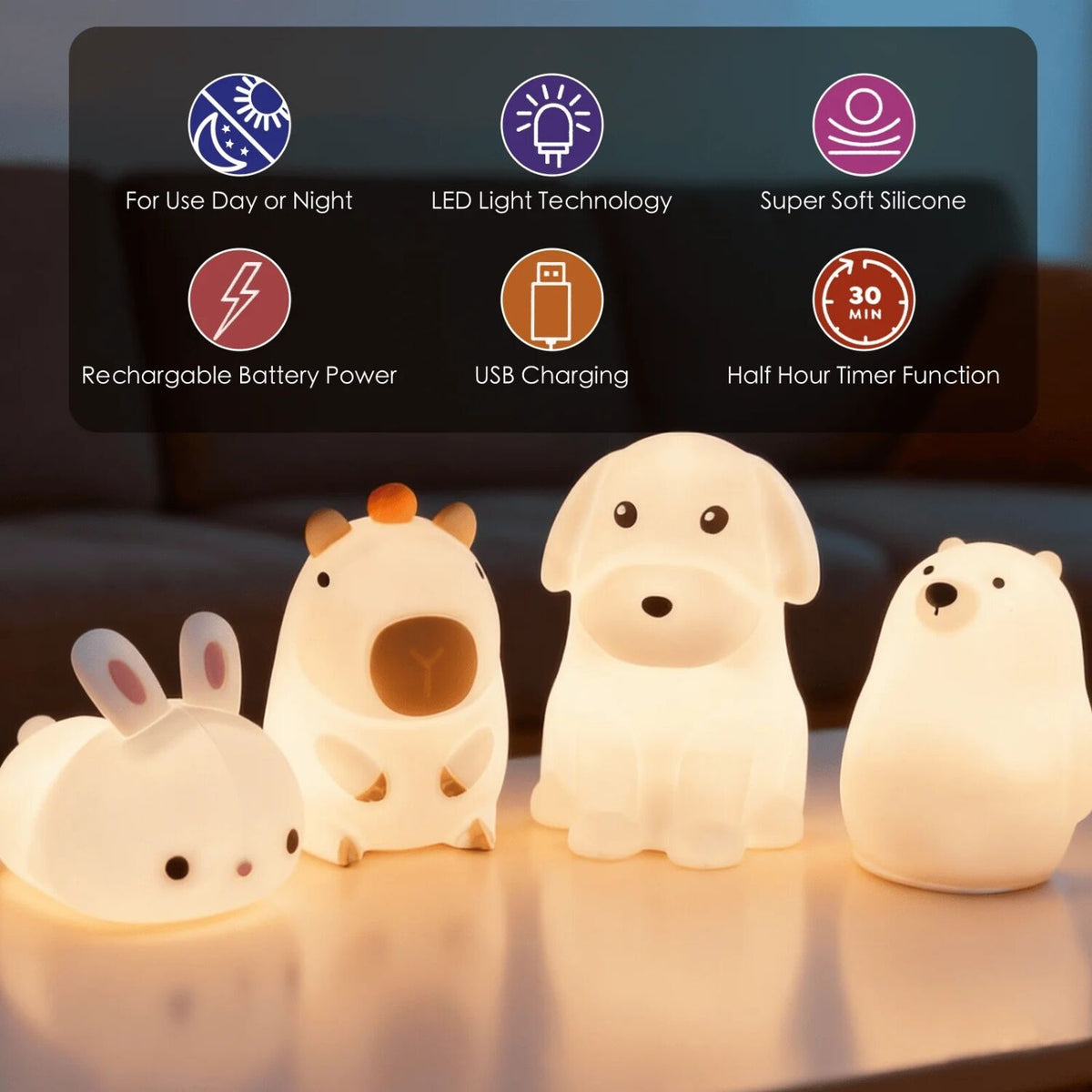 Brillar Cute Squishy Colour Changing Night Light for Kids - Polar Bear