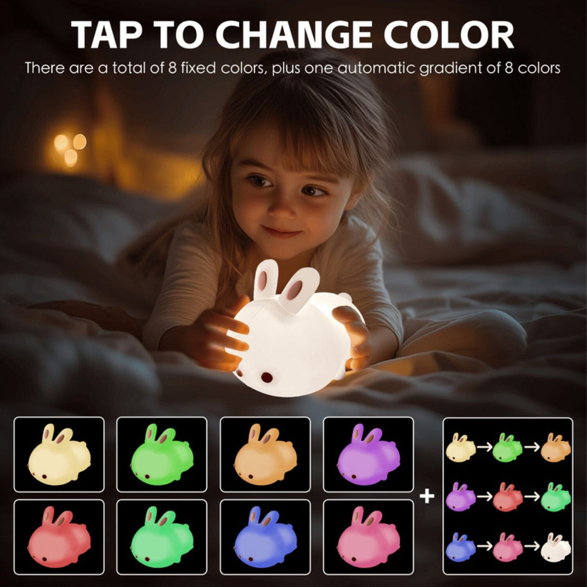 Brillar Cute Squishy Colour Changing Night Light for Kids - Bunny Rabbit