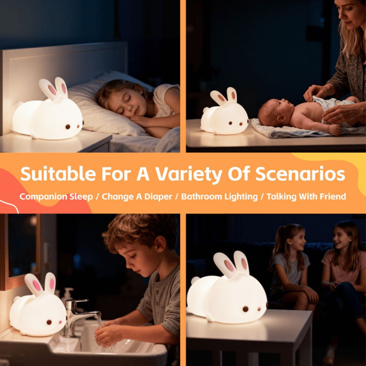 Brillar Cute Squishy Colour Changing Night Light for Kids - Bunny Rabbit