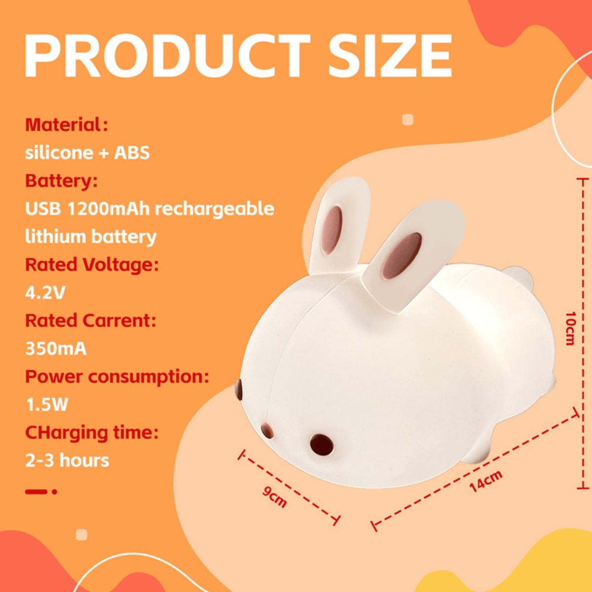 Brillar Cute Squishy Colour Changing Night Light for Kids - Bunny Rabbit