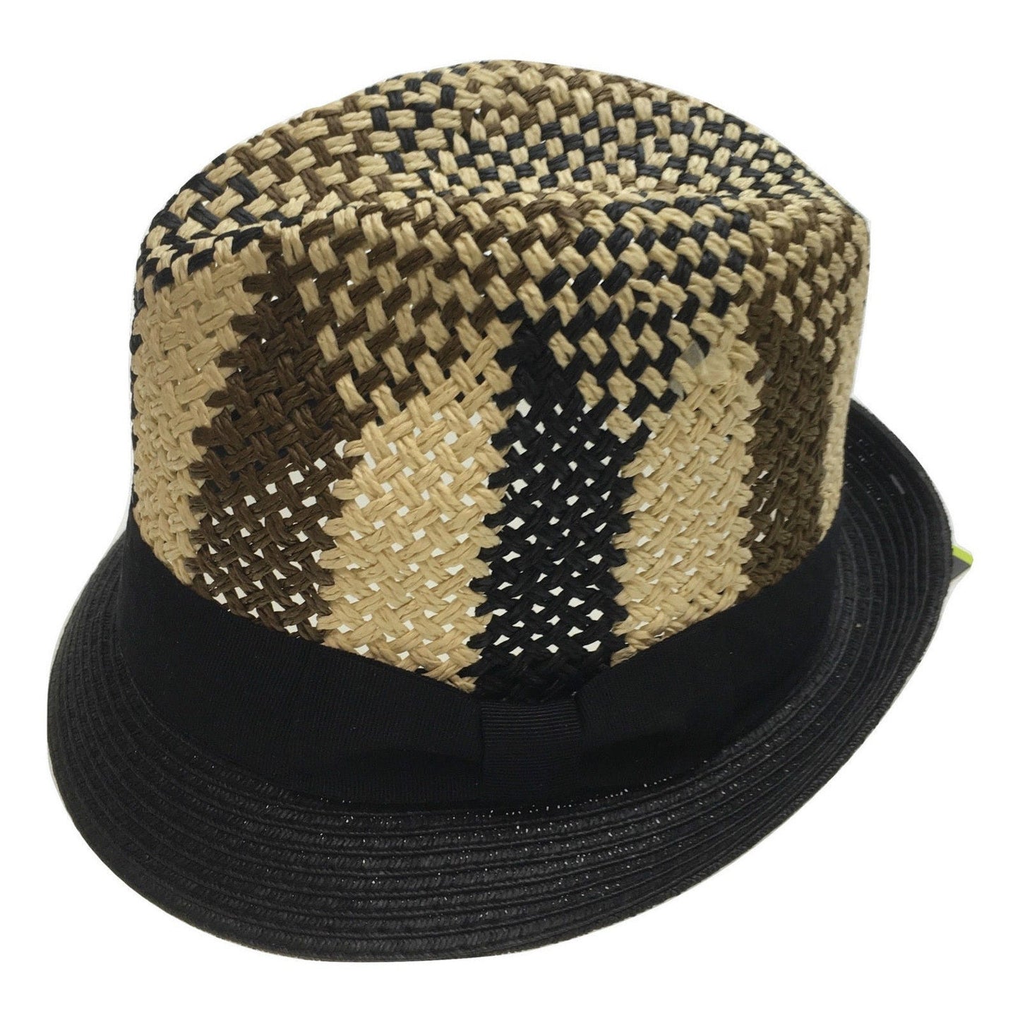 3 Tone Lattice Weave PAPER STRAW TRILBY HAT Fedora Trim Sun Summer Cap - M (57cm)-0