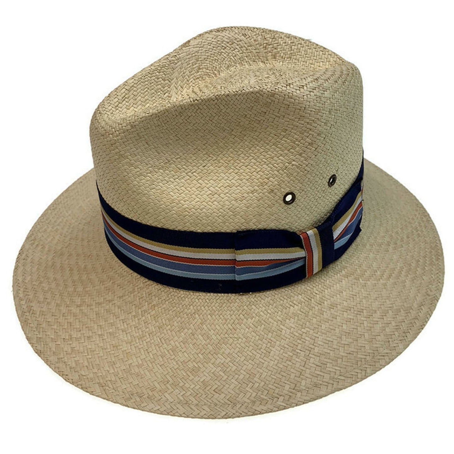 STRAW PANAMA HAT Trilby Beach Golf Cap Summer Sun Hand Woven Made in USA - MEDIUM-1