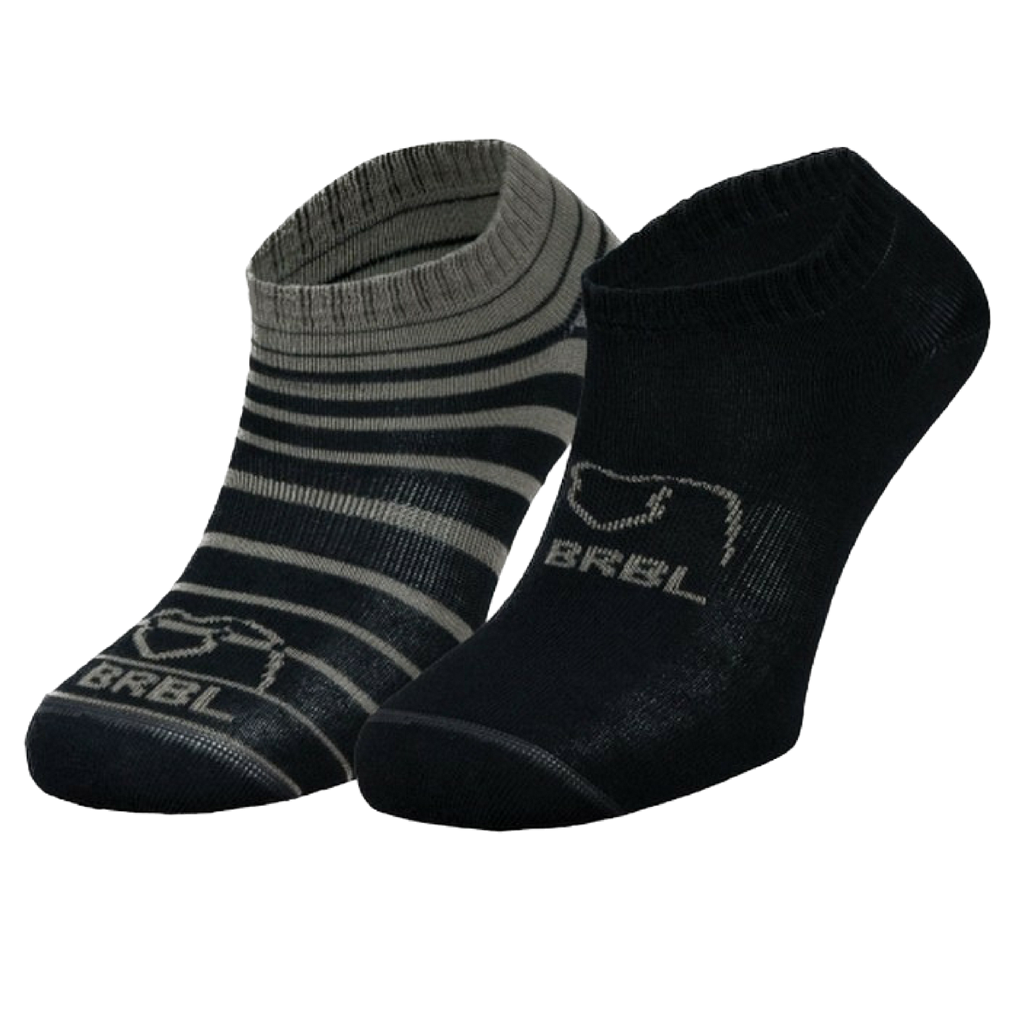 2pk BRBL Baloo Ankle Socks Low Cut MADE IN ITALY  - Dark Grey/Mid Grey - L-0