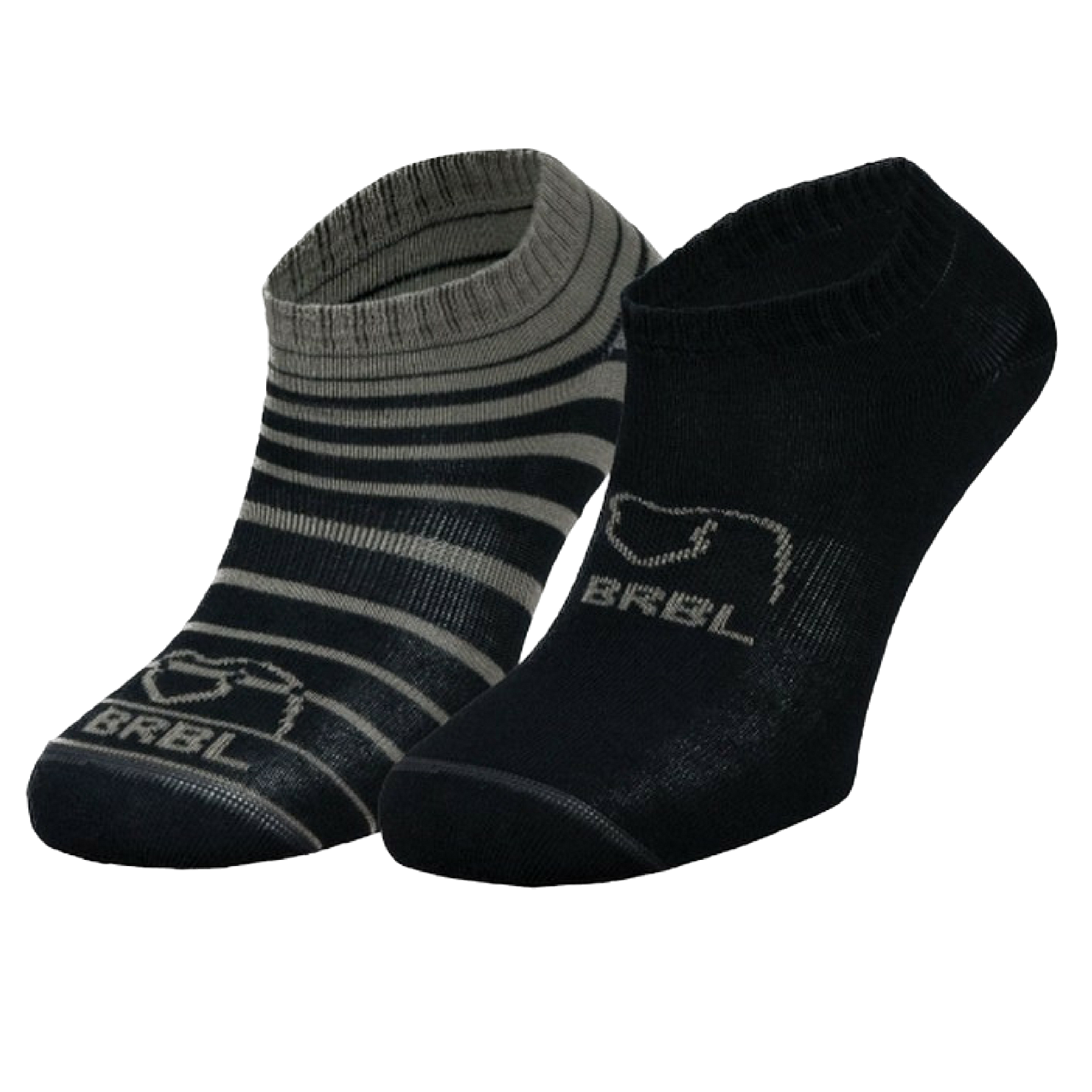 2pk BRBL Baloo Ankle Socks Low Cut MADE IN ITALY  - Dark Grey/Mid Grey - L-0