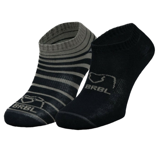 2pk BRBL Baloo Ankle Socks Low Cut MADE IN ITALY  - Dark Grey/Mid Grey - L-0