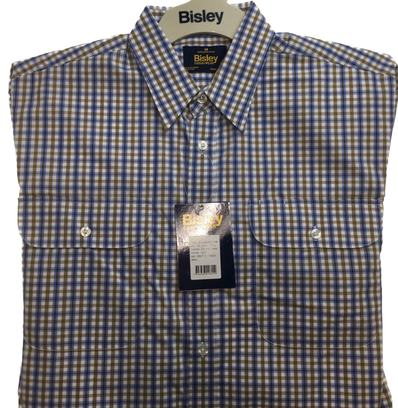 BISLEY SHORT SLEEVE SHIRT Everyday Casual Business Work Cotton Blend Check-12