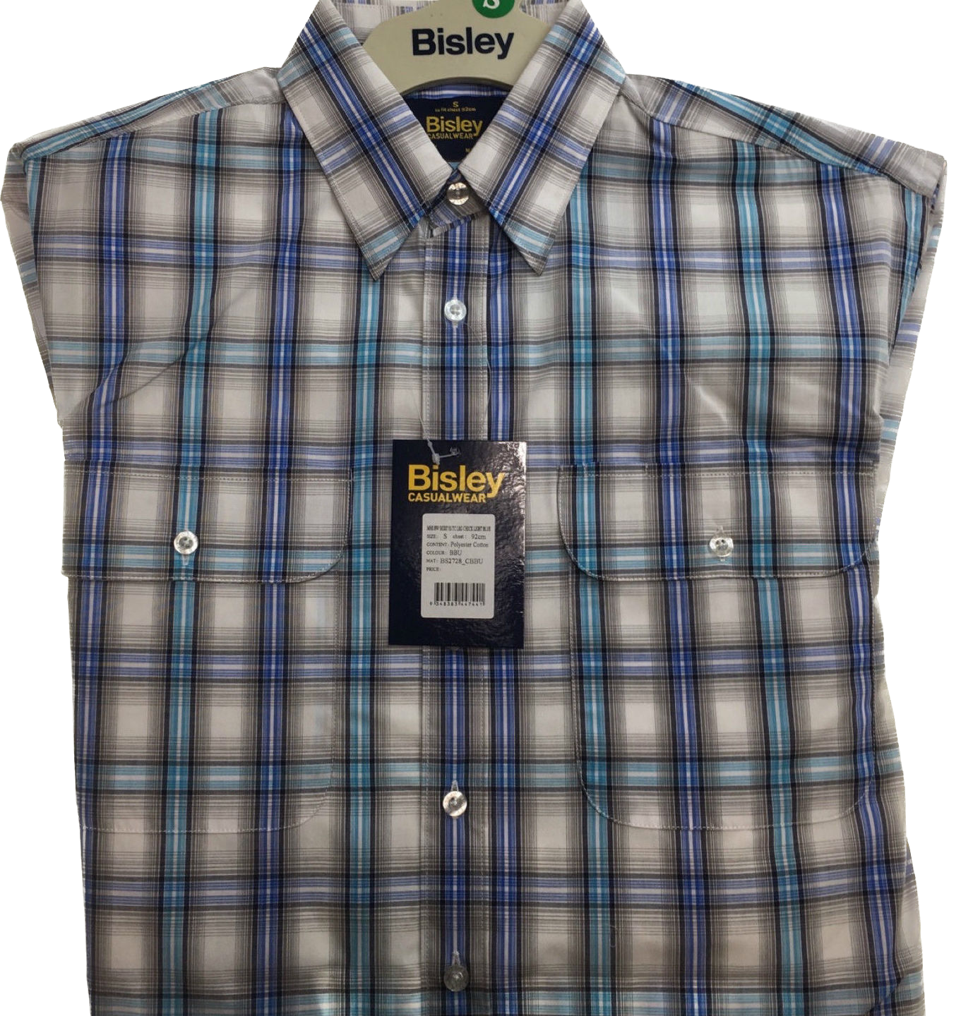 BISLEY SHORT SLEEVE SHIRT Everyday Casual Business Work Cotton Blend Check-13