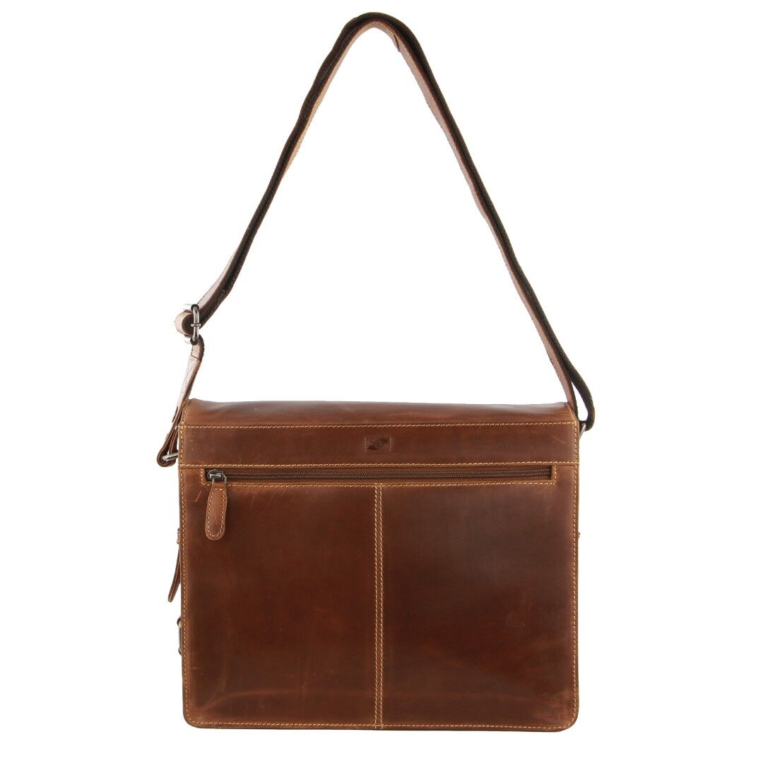 Billy The Kid Mens Genuine Leather Shoulder Bag Western in Cognac-2