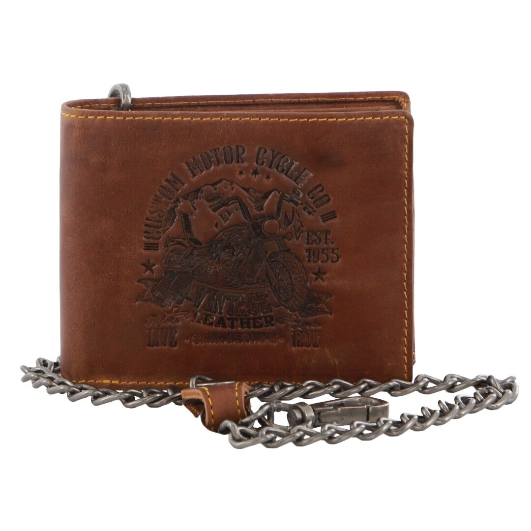 Billy The Kid Mens Leather Wallet Western with Detachable Chain in Gift Box in Cognac-3