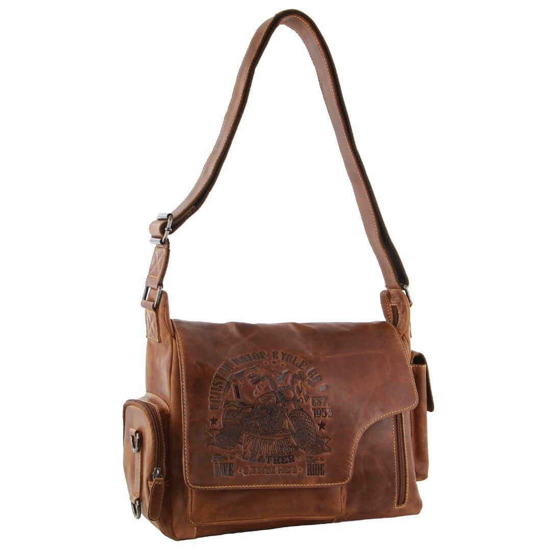 Billy The Kid Men's Genuine Leather Messenger Bag in Cognac-0