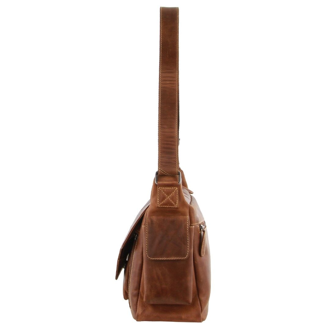 Billy The Kid Men's Genuine Leather Messenger Bag in Cognac-3