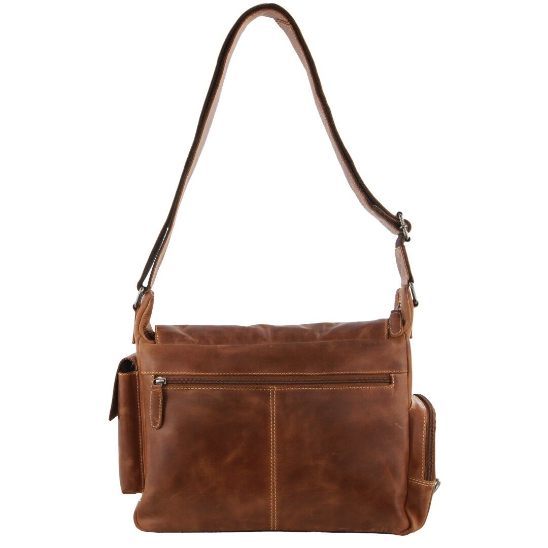 Billy The Kid Men's Genuine Leather Messenger Bag in Cognac-2
