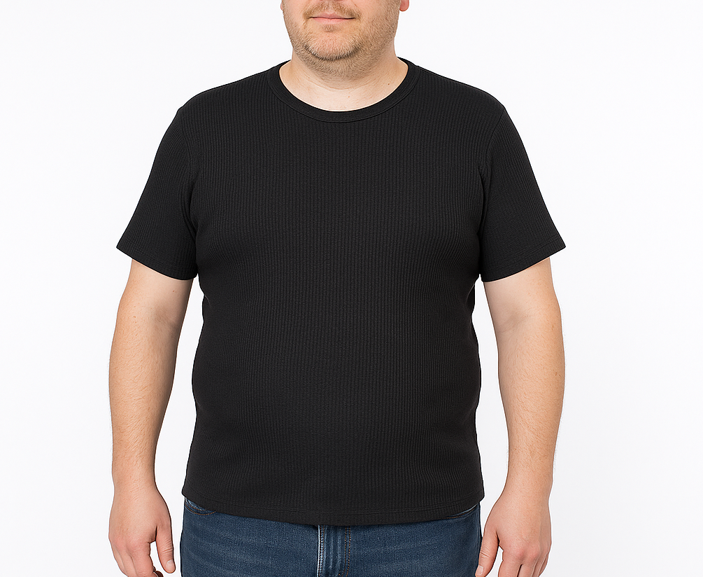 Mens Thermal Short Sleeve Top T Shirt Baselayer Cotton Blend Winter - Black-1