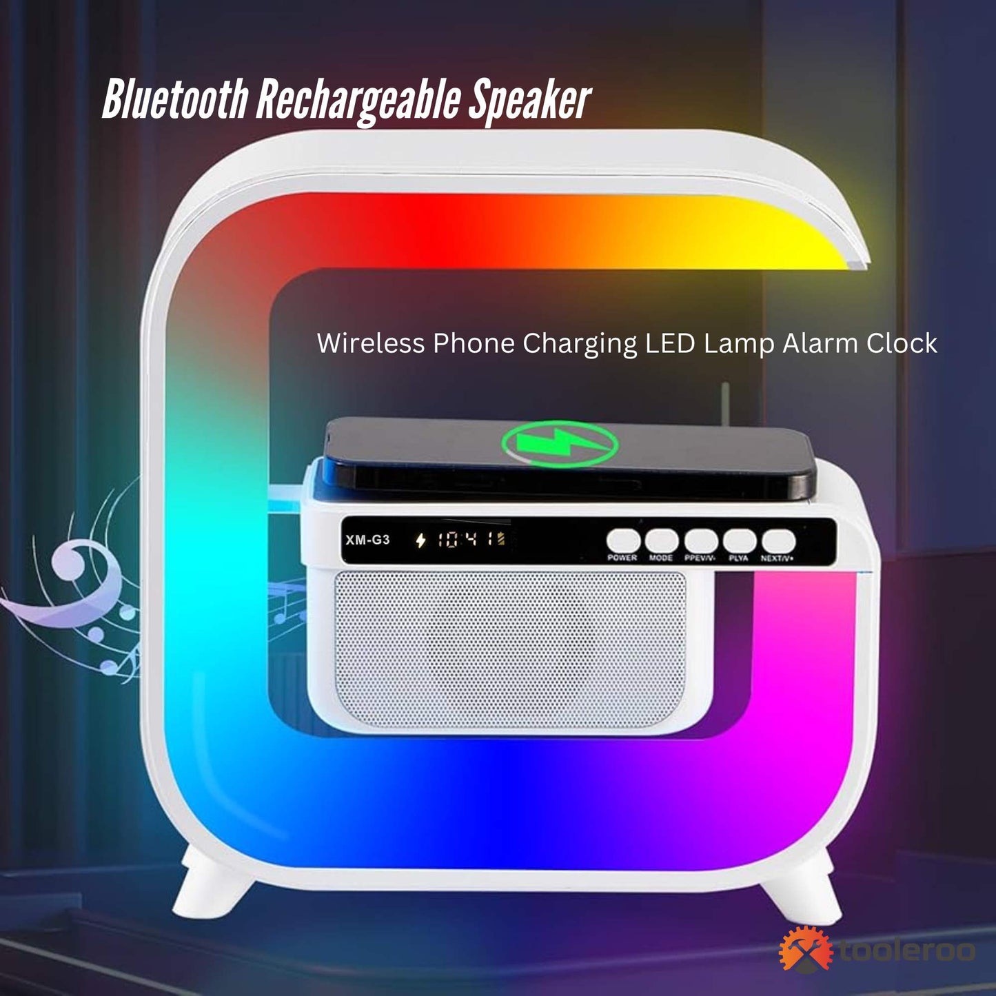 Bluetooth Rechargeable Speaker - Wireless Phone Charging LED Lamp Alarm Clock-1