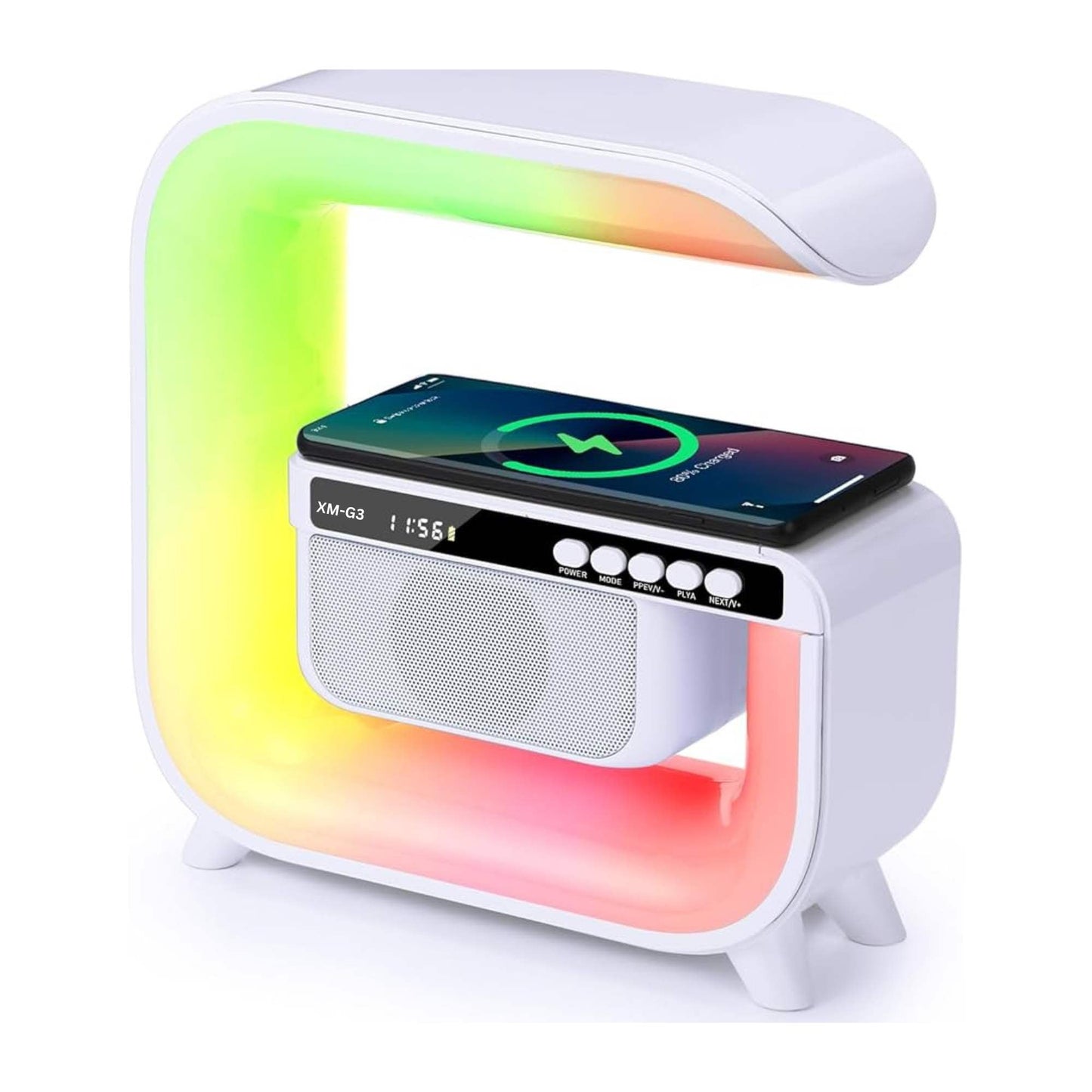 Bluetooth Rechargeable Speaker - Wireless Phone Charging LED Lamp Alarm Clock-0