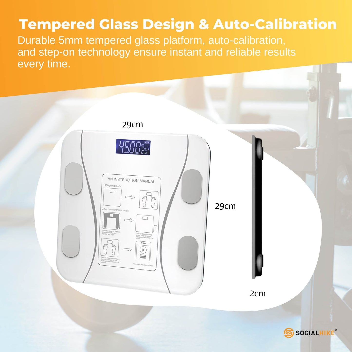 Bluetooth Smart Body Fat Scale White - Digital BMI Weight USB Recharge with App-1