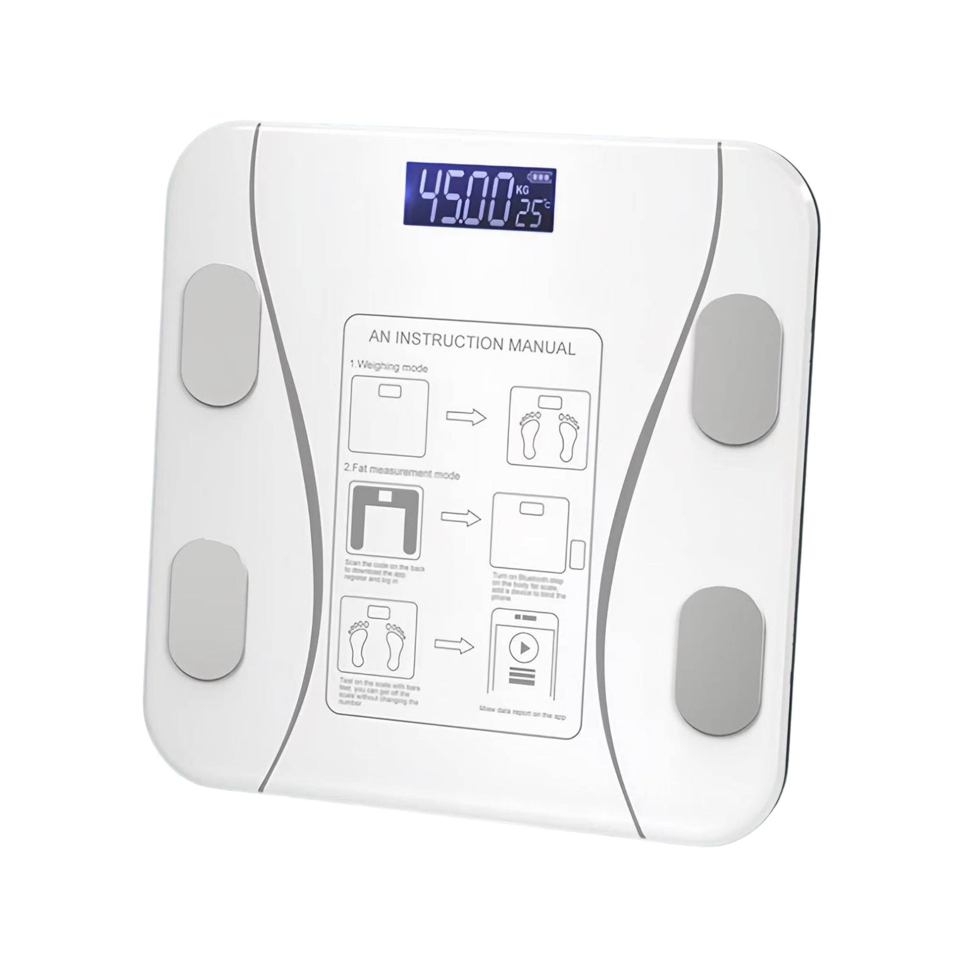 Bluetooth Smart Body Fat Scale White - Digital BMI Weight USB Recharge with App-0