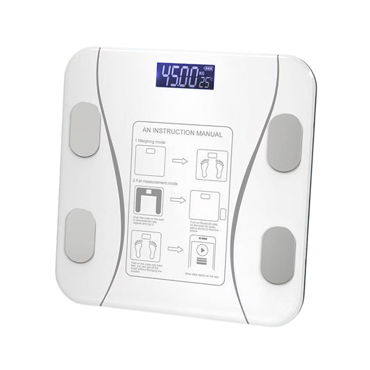 Bluetooth Smart Body Fat Scale White - Digital BMI Weight USB Recharge with App-0