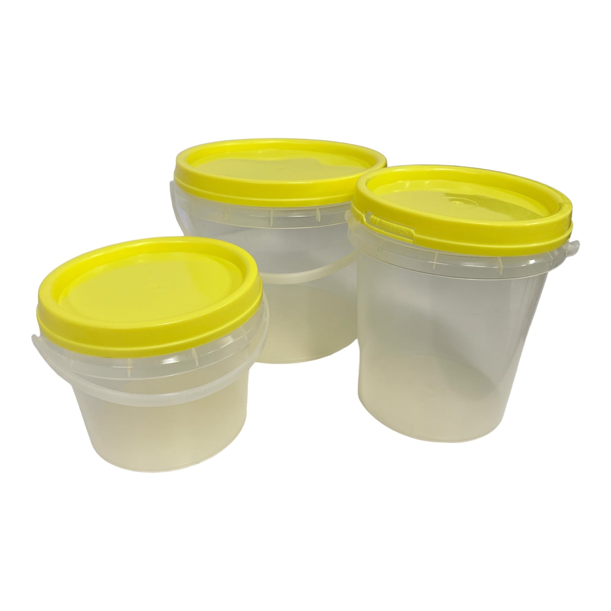 Bulk 100 x Honey Bucket with Lid - 0.8L 1.2L 2.2L Clear Tamper Proof Plastic Tub-0