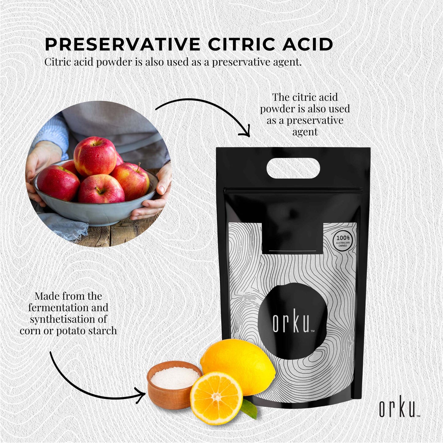 Bulk 20Kg Citric Acid Powder - Food Grade Anhydrous GMO Preservative Free c6h807-3