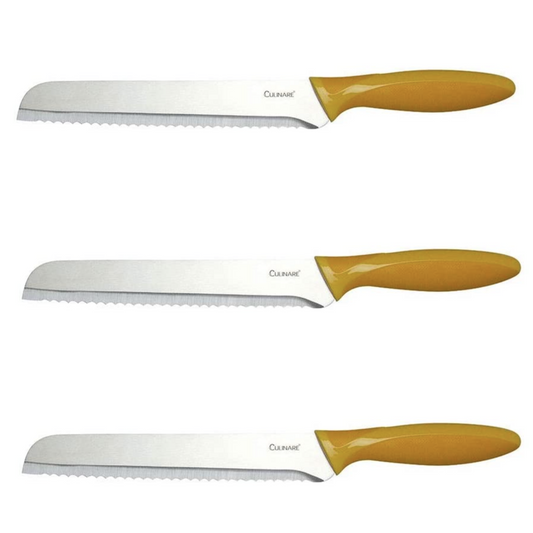 3Pc Set 20.5cm Culinare Bread Knife Stainless Steel Kitchen Chef with Cover-0