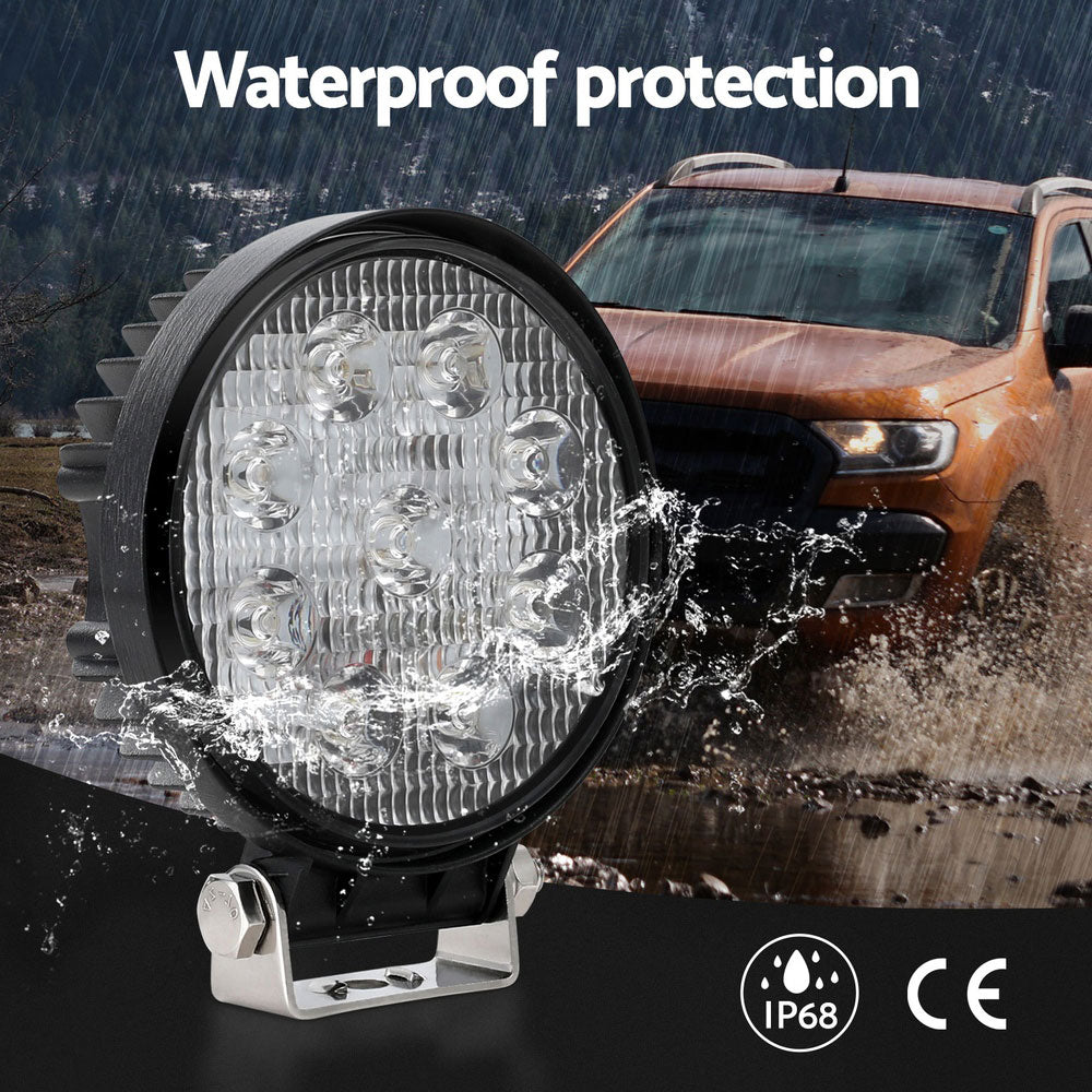 Giantz Pair LED Driving Lights 4.5 Inch Flood Spot Lights Car Truck SUV 12V 24V UPC 9355720085556