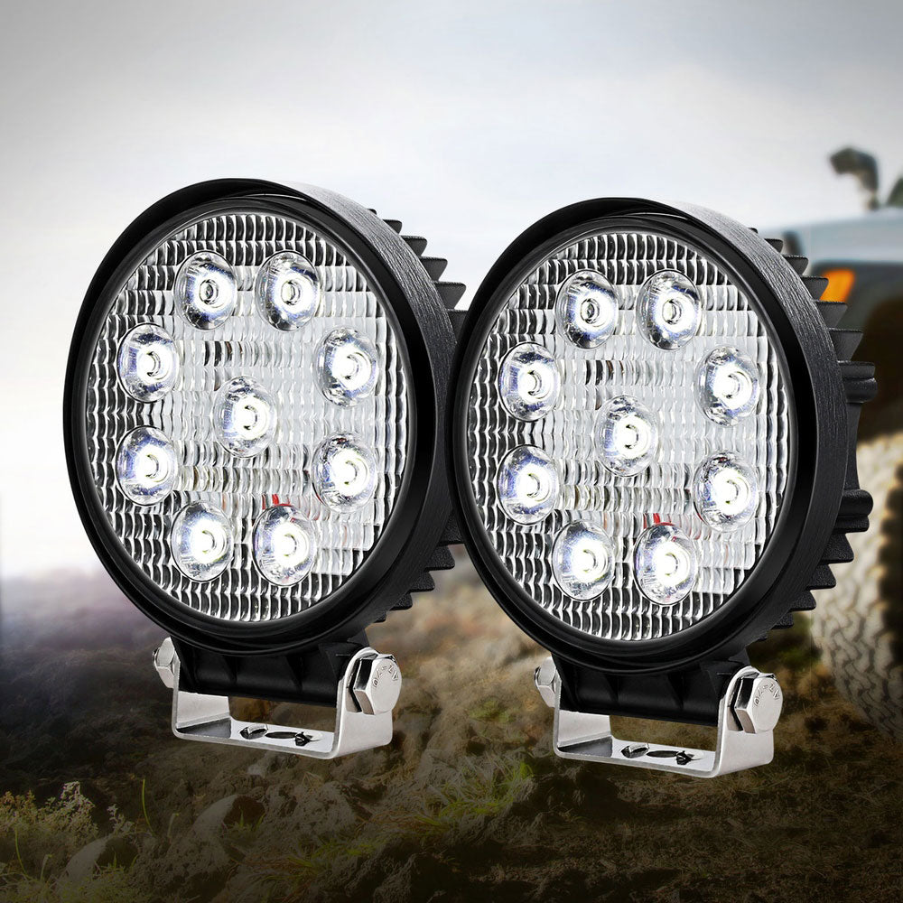 Giantz Pair LED Driving Lights 4.5 Inch Flood Spot Lights Car Truck SUV 12V 24V UPC 9355720085556