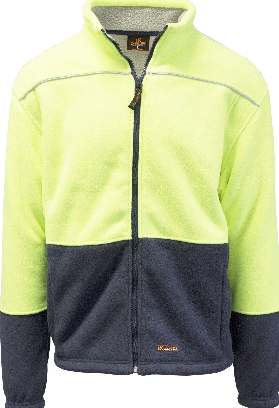 HI VIS Polar Fleece Sherpa Jacket Full Zip Thick Lined  Winter Safety Jumper - Yellow-0