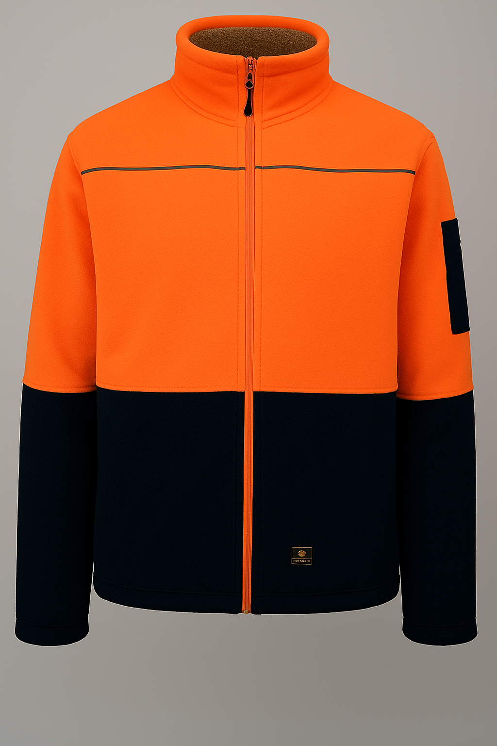 HI VIS Polar Fleece Sherpa Jacket Full Zip Thick Lined Winter Safety Jumper - Orange-3