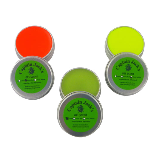 Captain Jack's 'Visibles' Gel Scent - 3 Pack, Lumo Blue Green, Fluoro Red, Fluoro Yellow-0