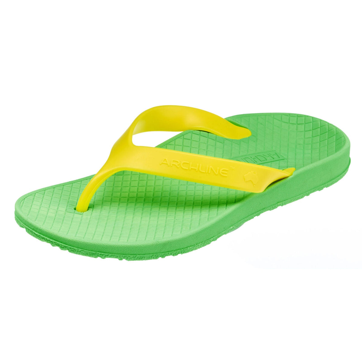 ARCHLINE Flip Flops Orthotic Thongs Arch Support Shoes Footwear - Green/Gold